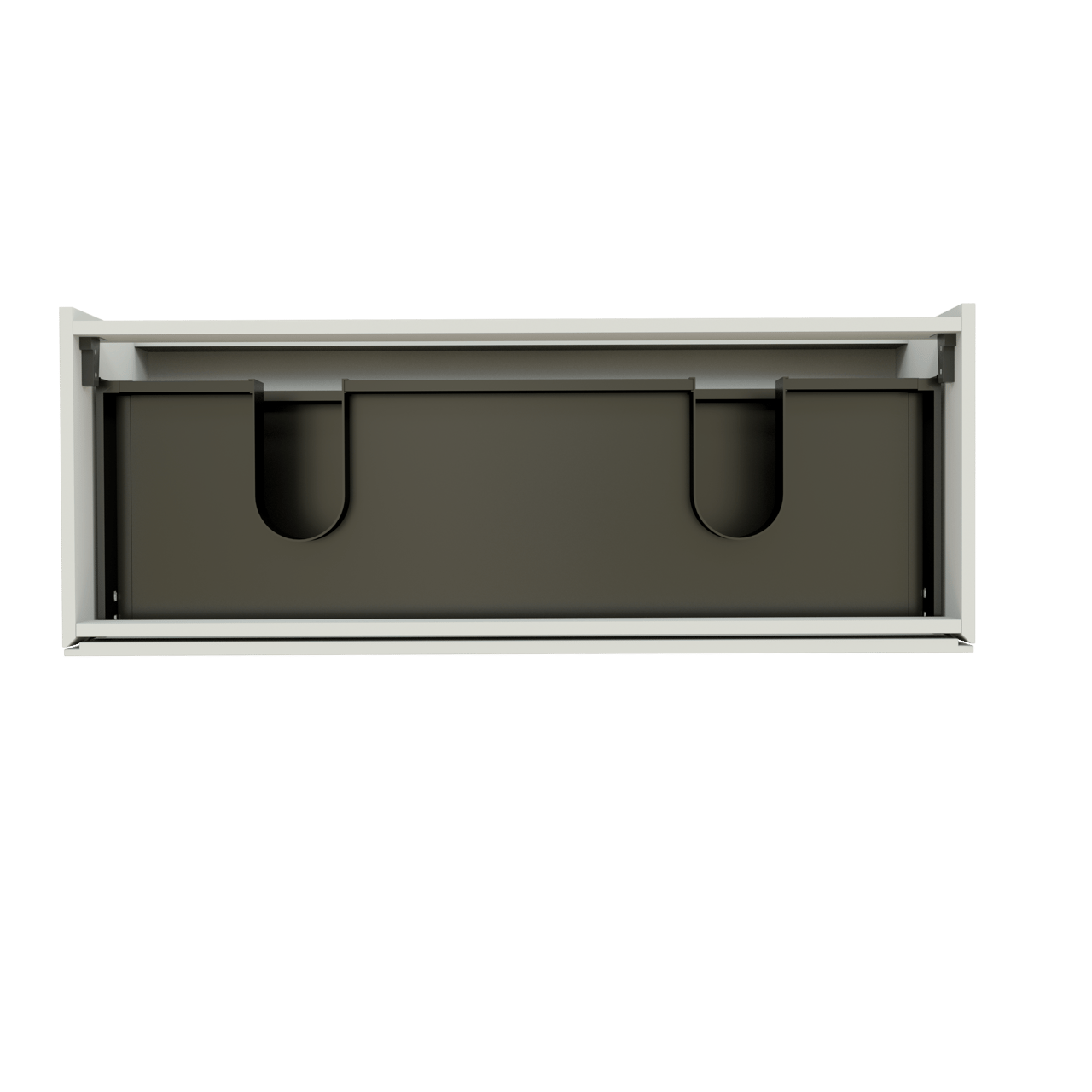 Storke Edge hängender Waschbeckenunterschrank: 120 x 46 cm, Weiß glänzend, 2 Schubladen, 2 Siphonaussparungen