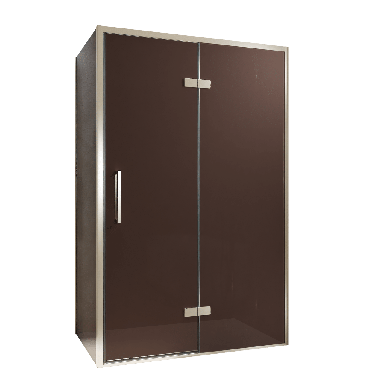 Balmani Senses Design douchehoek met rechtse draaideur en vaste zijwand, 120 x 90 cm, Brons, Brushed CoolMetal profielen, met coating