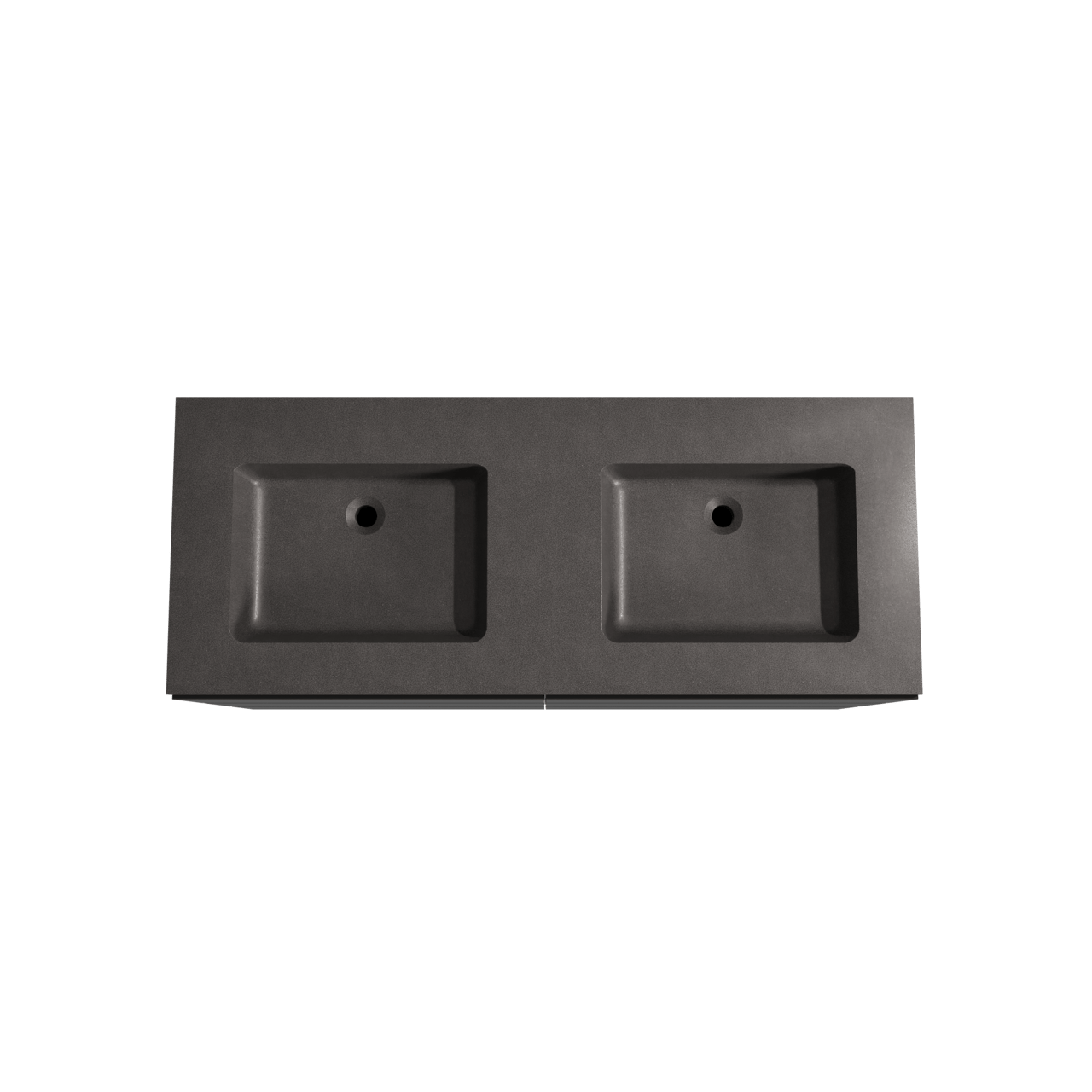 Storke Edge staand badkamermeubel 130 x 52 cm mat zwart met Scuro dubbele wastafel in kwarts mat zwart