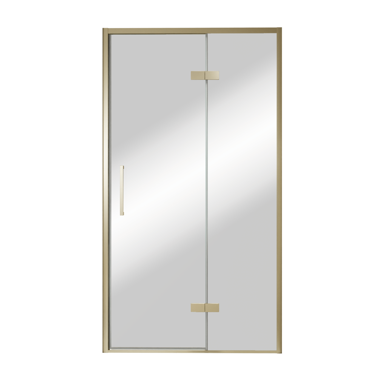 Balmani Senses Design porte pivotante à droite 120 cm x 210 cm verre Miroir Reflex, Profil Brushed Champagne Gold, coating inclus