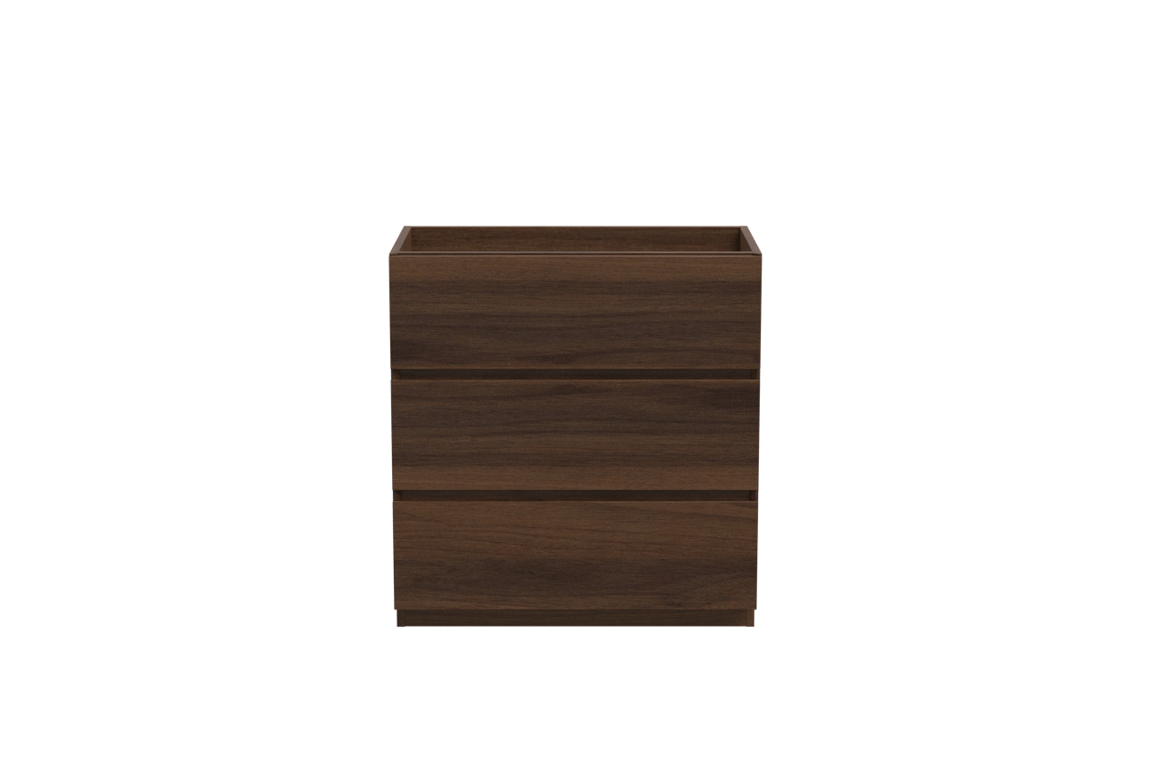 Storke Edge stehender Waschbeckenunterschrank: 80 x 46 cm, Nussbaum, 3 Schubladen