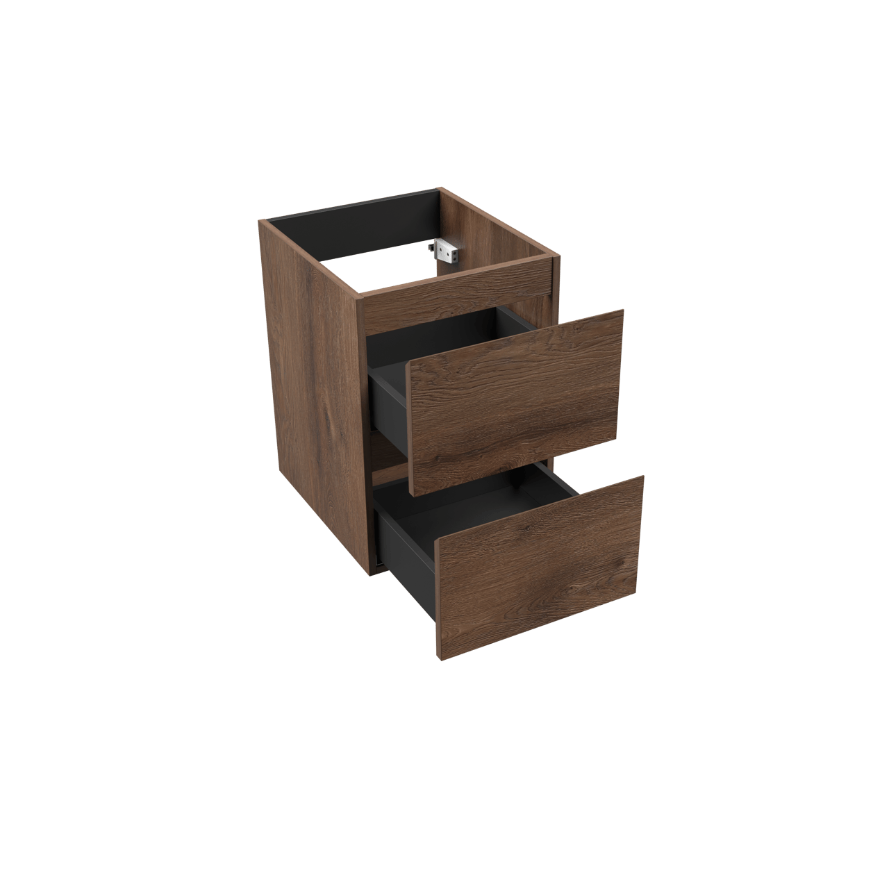Linie Lado zwevende wastafelonderkast 40 x 46 cm bruine eik 2 lades