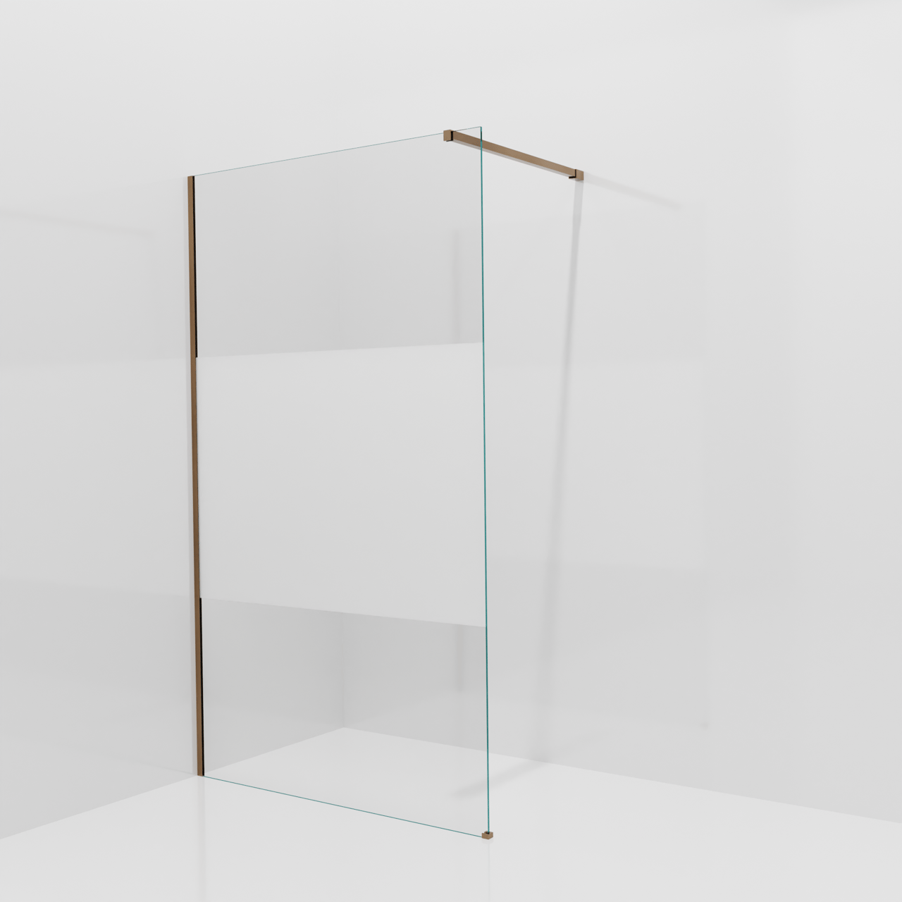 Balmani Modular douche à l'italienne: 120 x 200 cm, Verre transparent avec bande mate, Profil Brushed Rosegold
