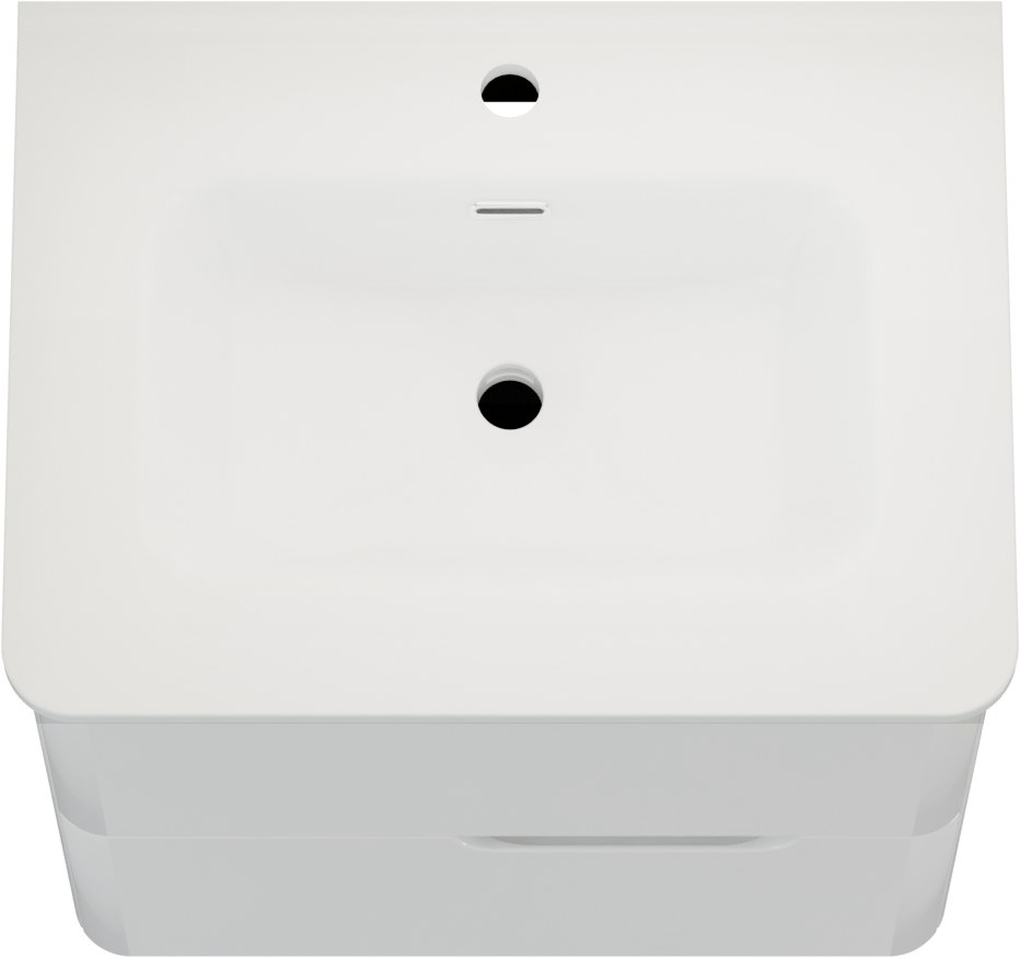 Linie Curvo meuble salle de bains suspendu 60 x 46 cm blanc brillant avec Baro Curvo plan simple en porcelaine blanc brillant