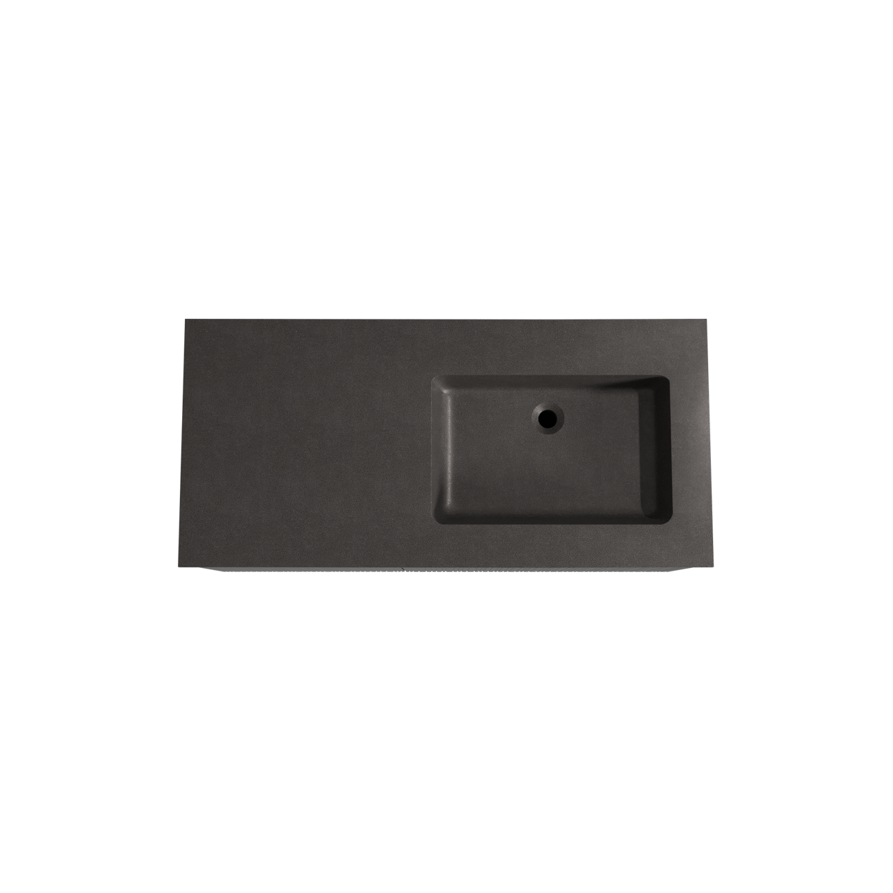Storke Ribs meuble salle de bains suspendu 110 x 52 cm chêne noir avec Scuro vasque asymétrique droite en quartz noir mat, Nervure droite asymétrique verticale