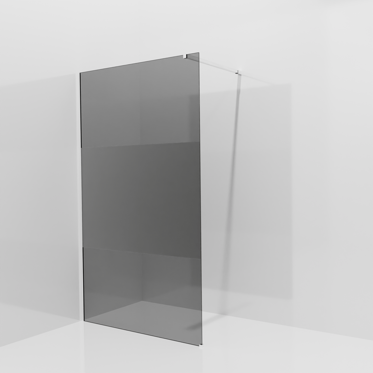 Balmani Modular inloopdouche: 120 x 200 cm, Rookglas met matte strook met coating, Hoogglans chroom profielen