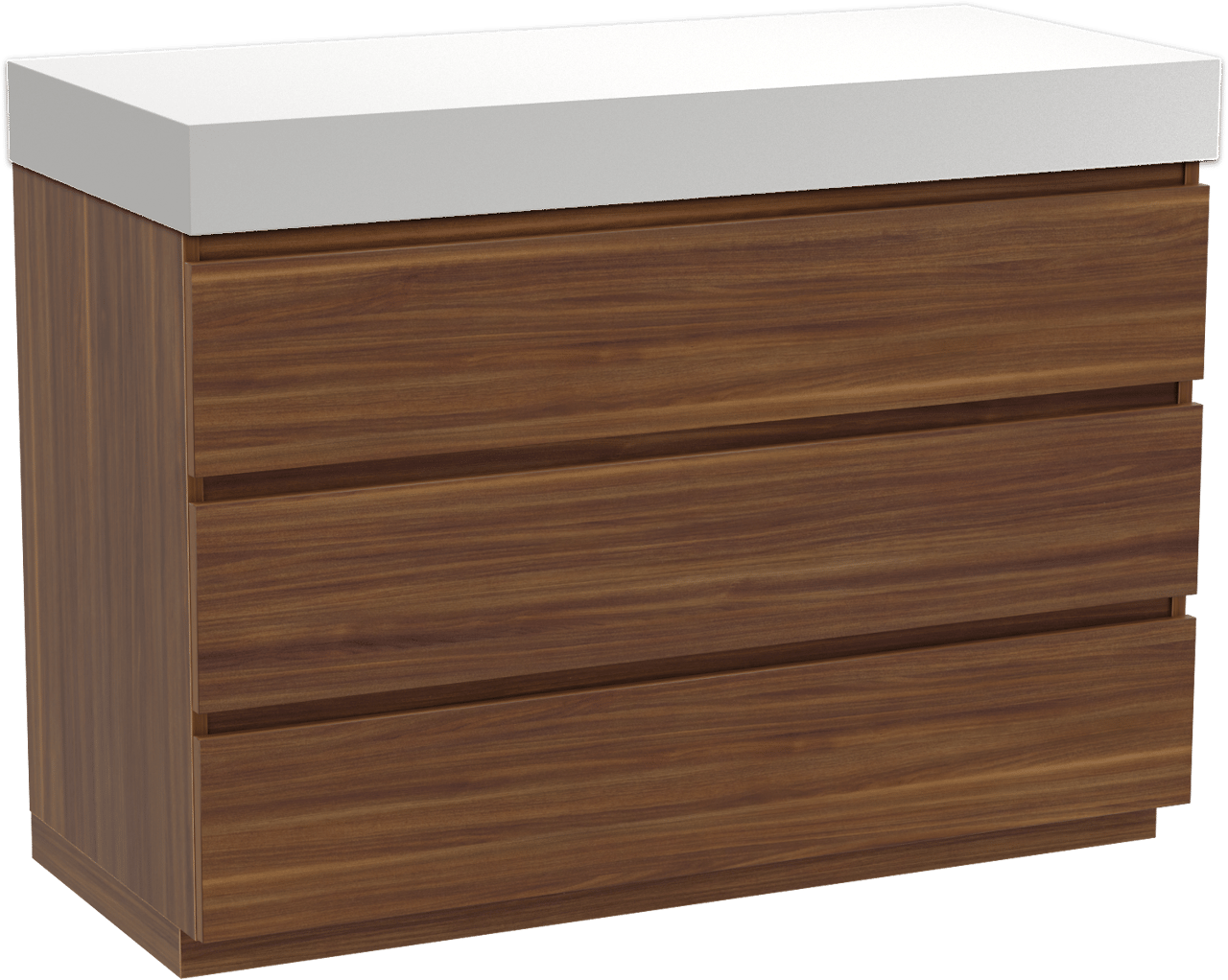 Balmani Lucida meuble salle de bains à poser 120 x 55 cm noyer américain avec Dominus tablette simple ou double en solid surface blanc mat