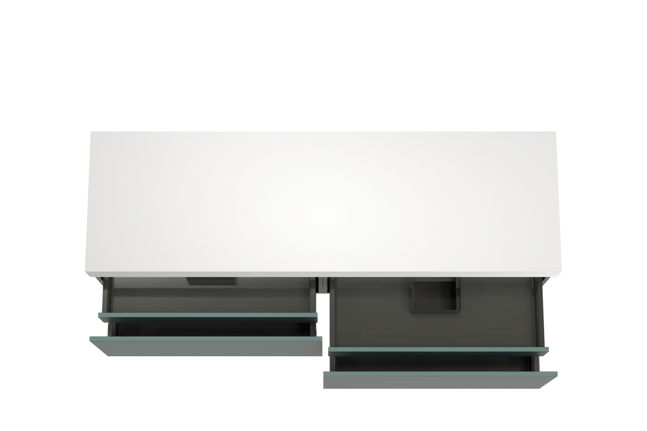 Balmani Sfera by Lucida zwevend badkamermeubel 180 x 55 cm forest met Dominus enkel of dubbel tablet in solid surface mat wit