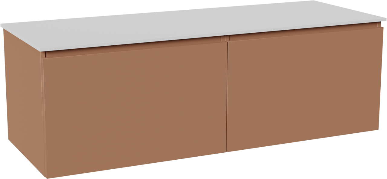 Balmani Sfera by Lucida zwevend badmeubel 150 x 55 cm cotto met Stretto enkel of dubbel wastafelblad in solid surface mat wit