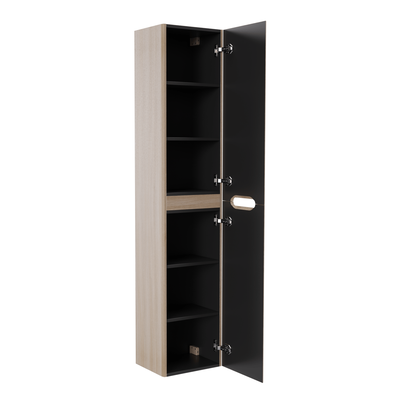 Linie Curvo zwevende badkamerkast lichte eik 35 x 30 x 170 cm