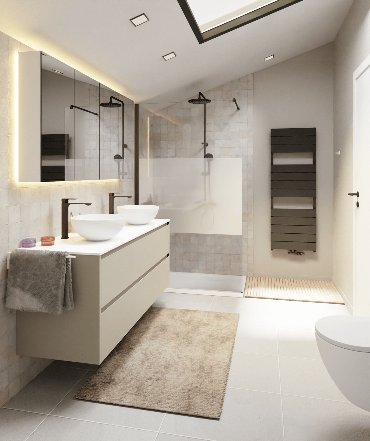 Storke Seda meuble sous-lavabo suspendu 150 x 52 cm soie grise 4 tiroirs