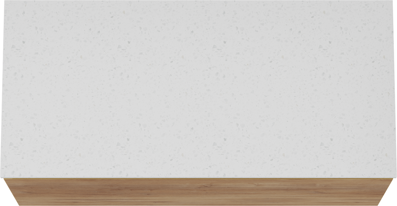 Linie Lado meuble salle de bains suspendu 100 x 46 cm chêne naturel avec Lado tablette simple ou double en mélaminé terrazzo blanc