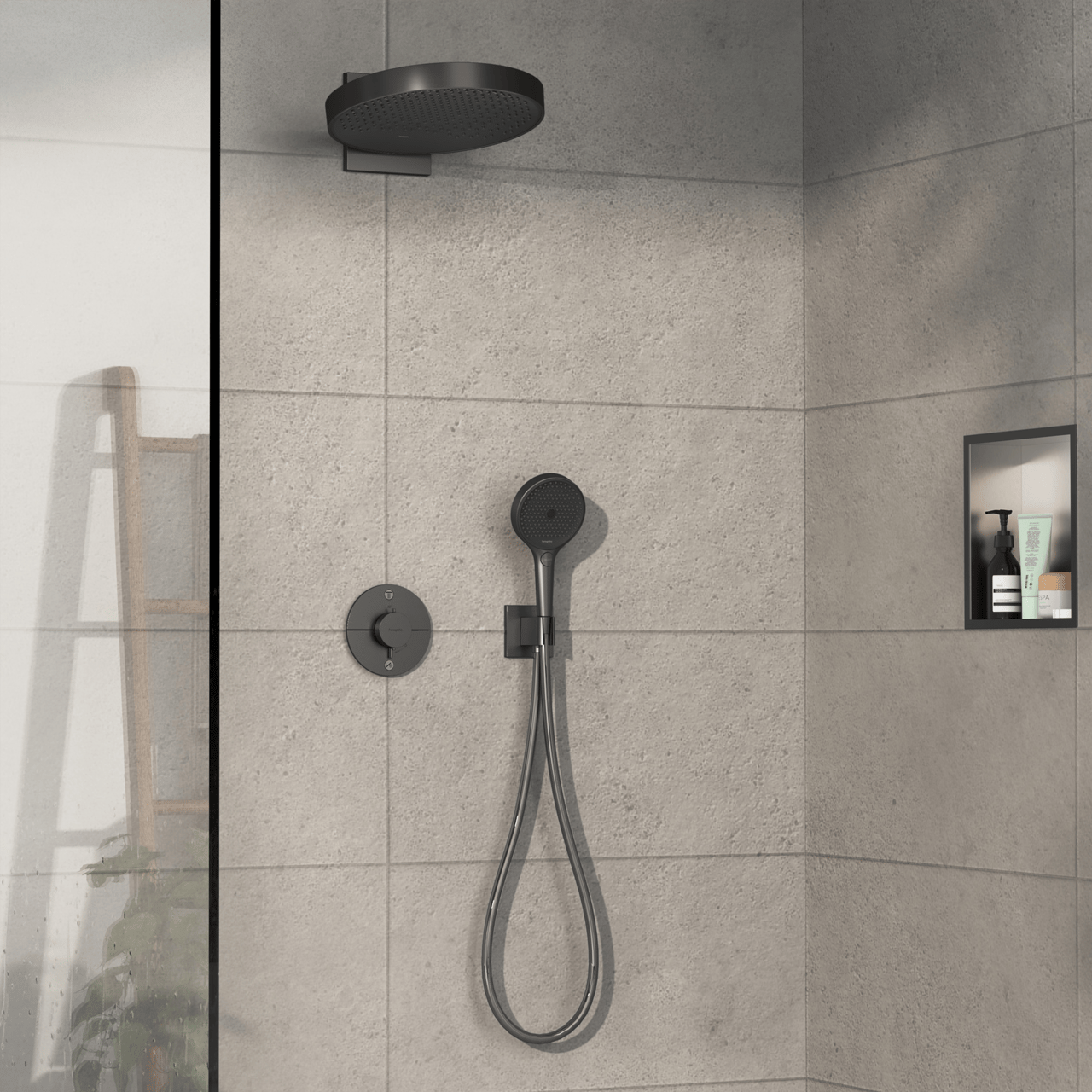 Hansgrohe Showerselect Comfort S inbouw thermostaat 2 uitgangen Brushed Black Chrome