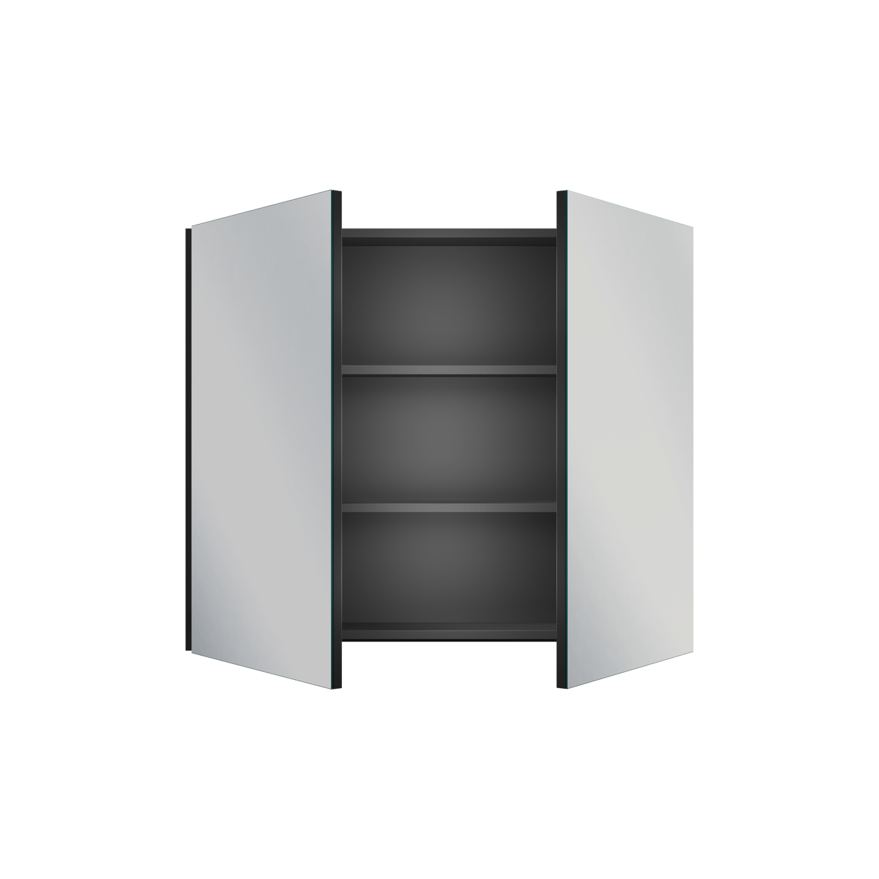 Linie Montro Spiegelschrank Bad: 90 x 75 cm, Schwarz Matt