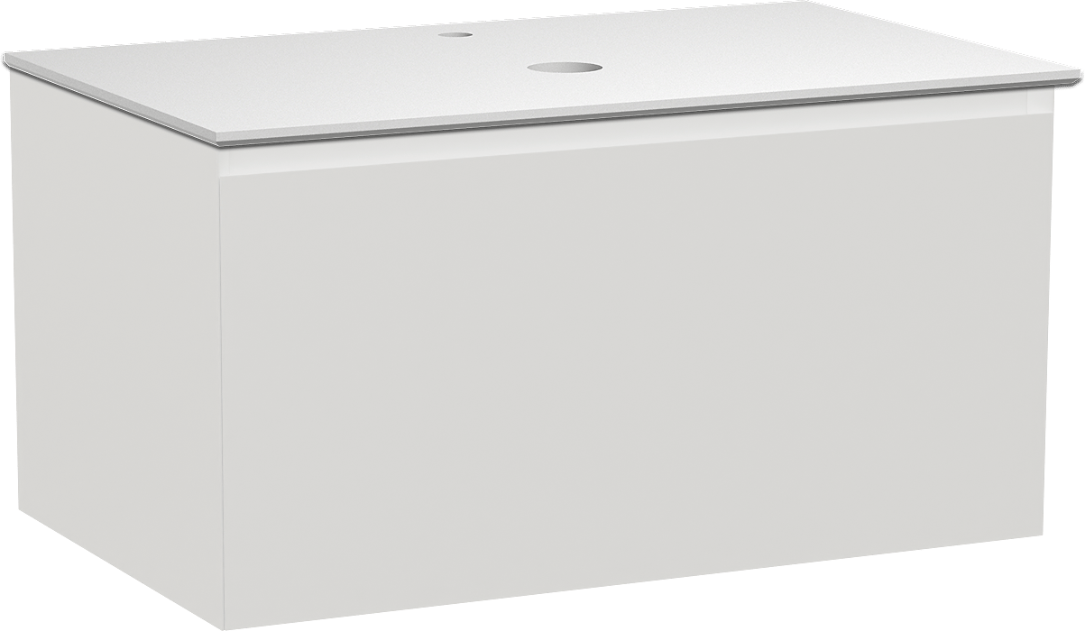 Balmani Idra by Mitra meuble salle de bains suspendu 90 x 55 cm blanc mat avec Facetta tablette simple en solid surface blanc mat