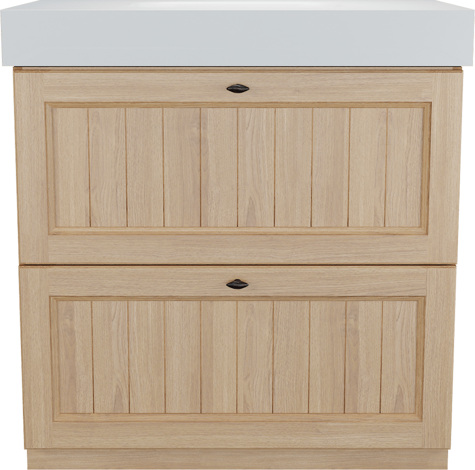 Balmani Lemon staand badkamermeubel 90 x 55 cm, fineer natuur eik met Arcato enkele wastafel in mat wit