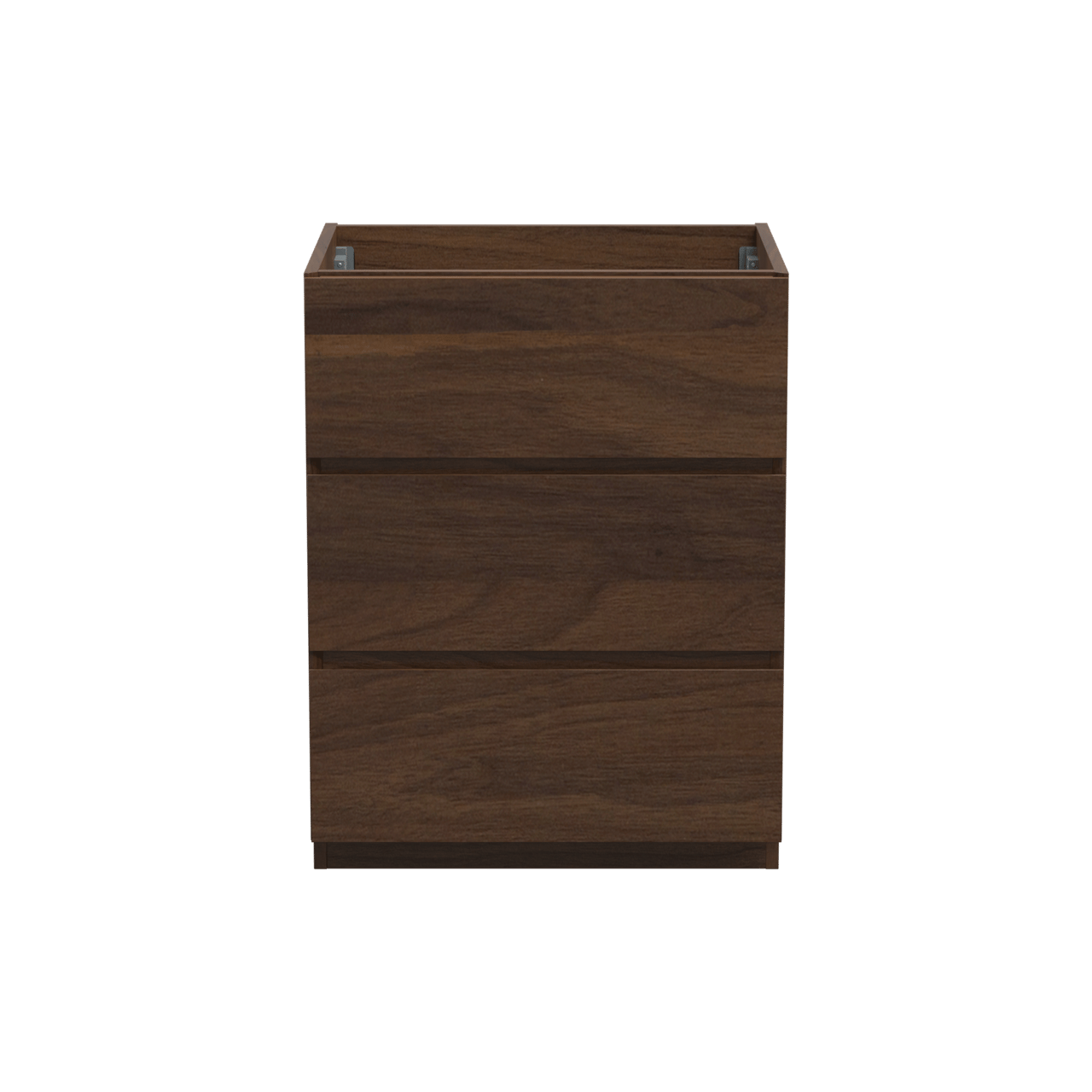 Storke Edge stehender Waschbeckenunterschrank: 65 x 52 cm, Nussbaum, 3 Schubladen