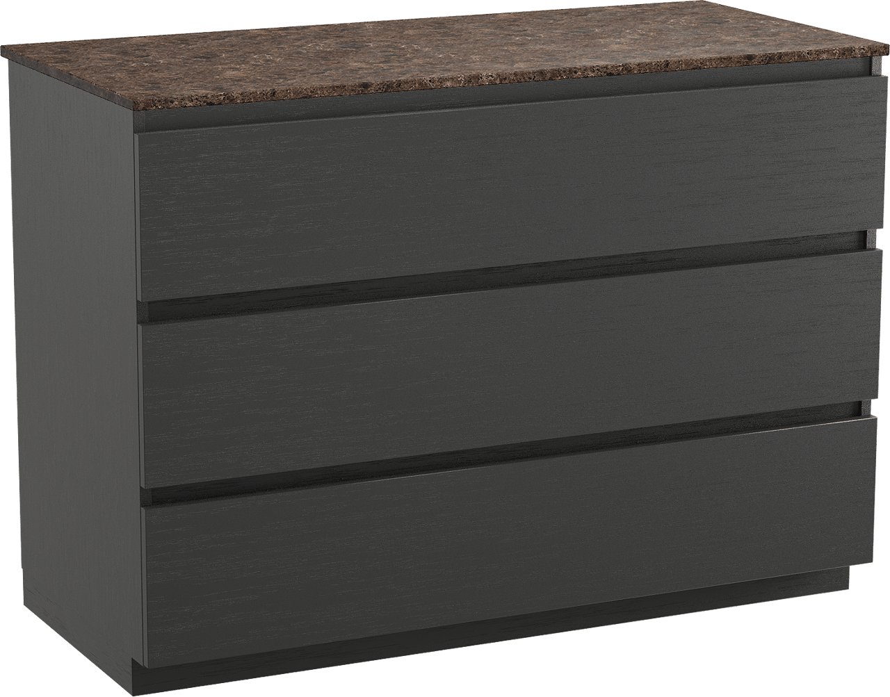 Balmani Lucida meuble salle de bains à poser 120 x 55 cm chêne noir avec Stretto tablette simple ou double en marbre dark emperador