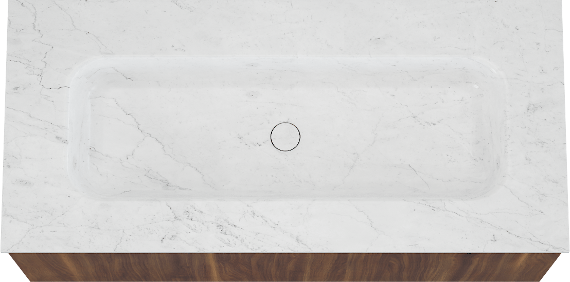 Balmani Sfera by Lucida meuble salle de bains suspendu 120 x 55 cm noyer américain avec Tablo Arcato plan simple en marbre carrara
