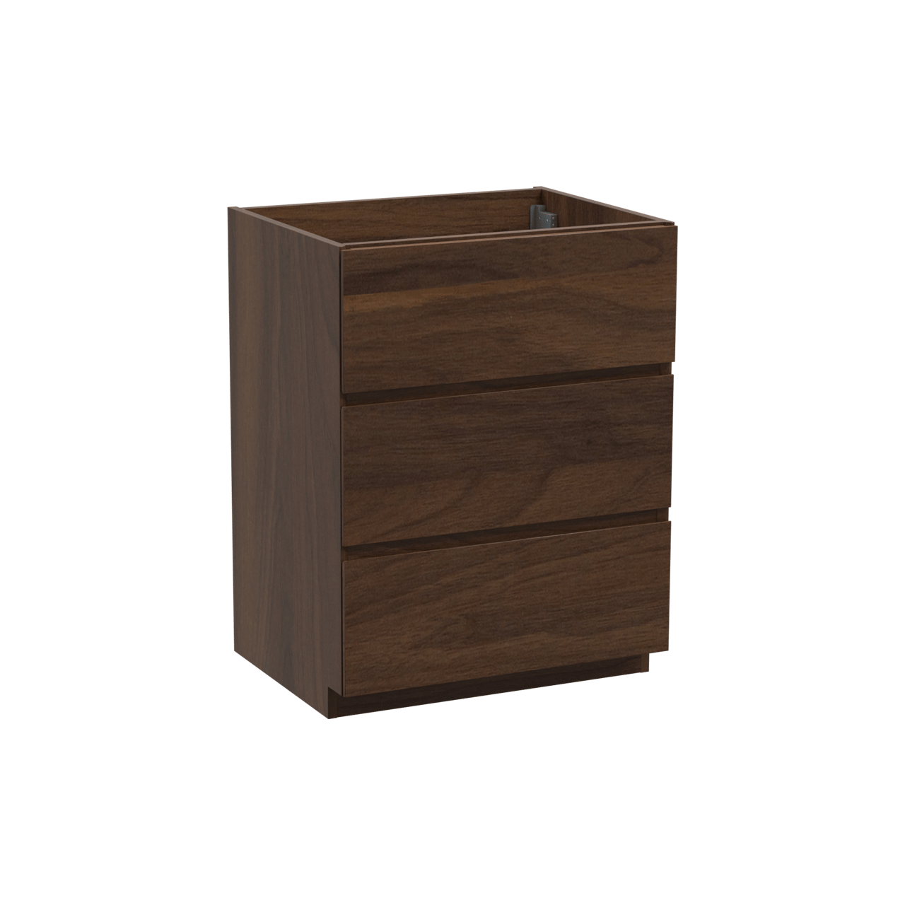 Storke Edge stehender Waschbeckenunterschrank: 65 x 52 cm, Nussbaum, 3 Schubladen