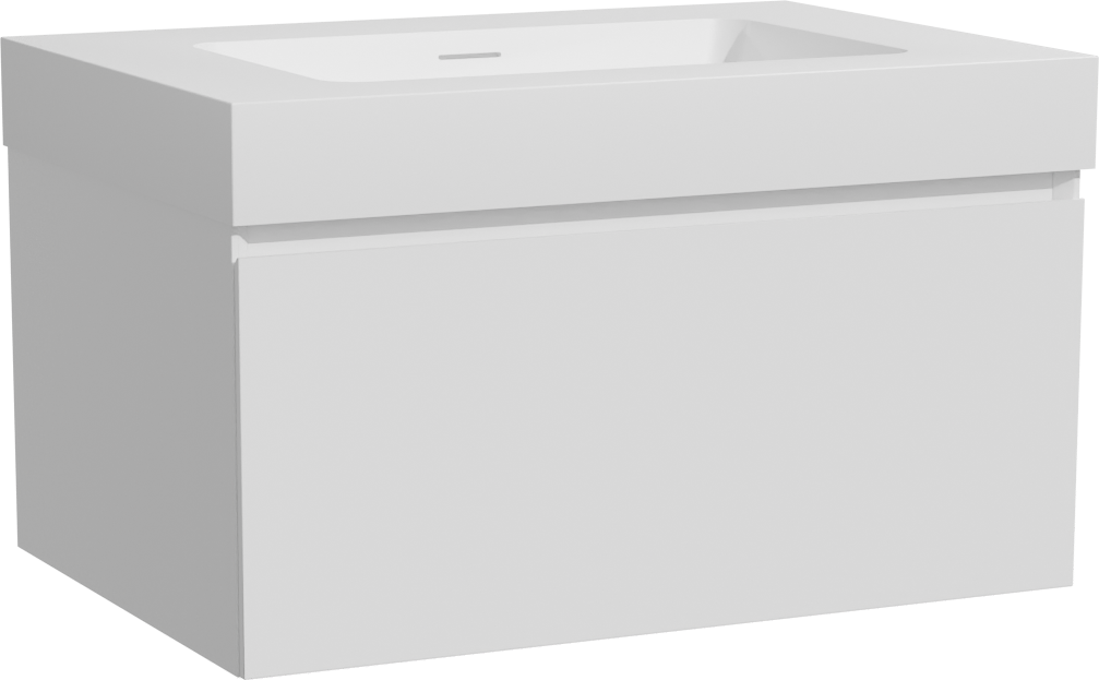 Storke Edge zwevend badmeubel 75 x 52 cm mat wit met Mata High enkele wastafel in solid surface mat wit