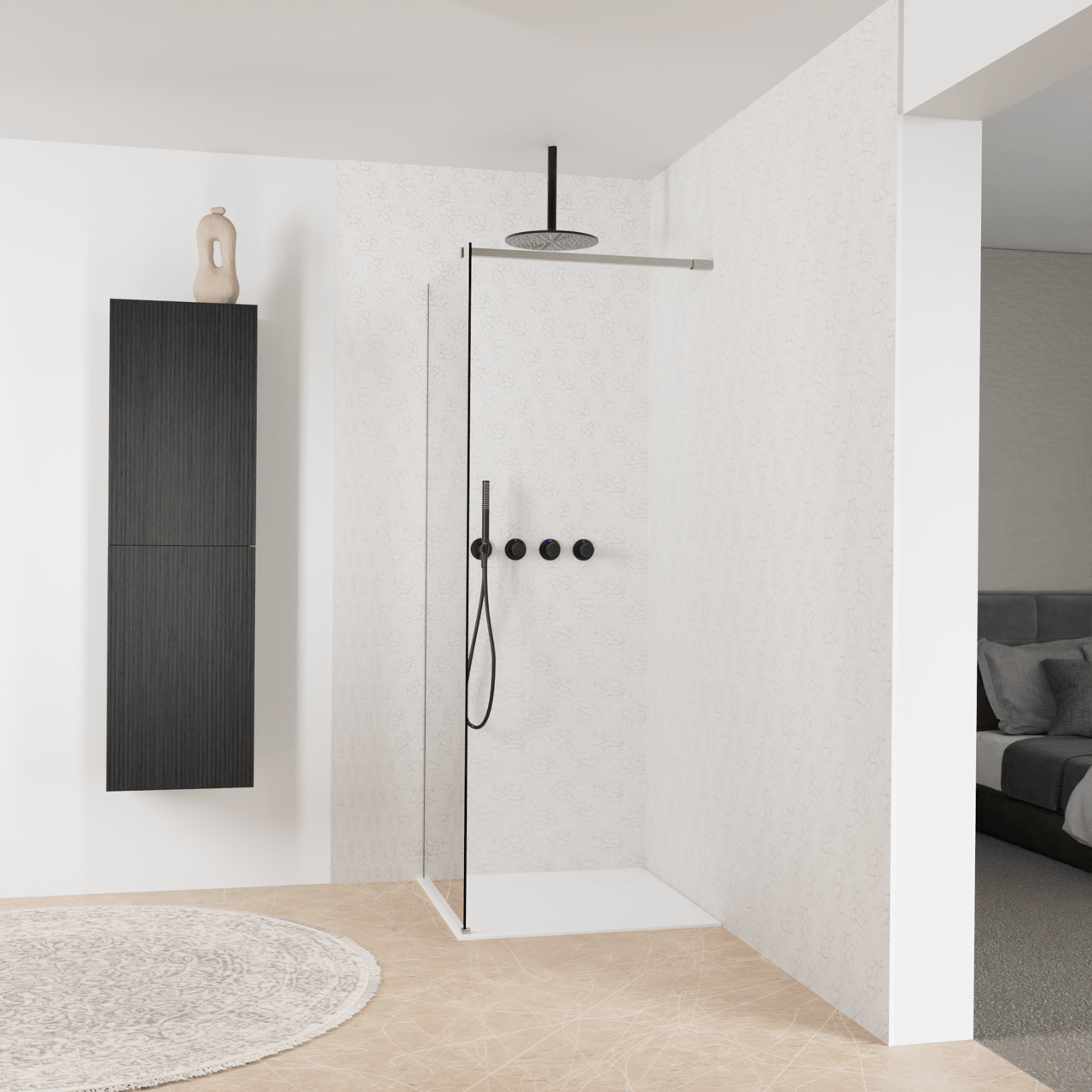 Balmani Modular inloopdouche: 80 x 200 cm, Rookglas, Brushed Inox profielen