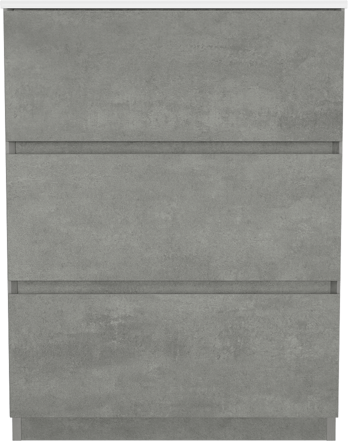 Storke Edge freistehendes Möbelstück Set: 65 x 52 cm, Beton dunkelgrau, mit Bilia Einzelwaschtisch, Marmorkomposit Weiß glänzend