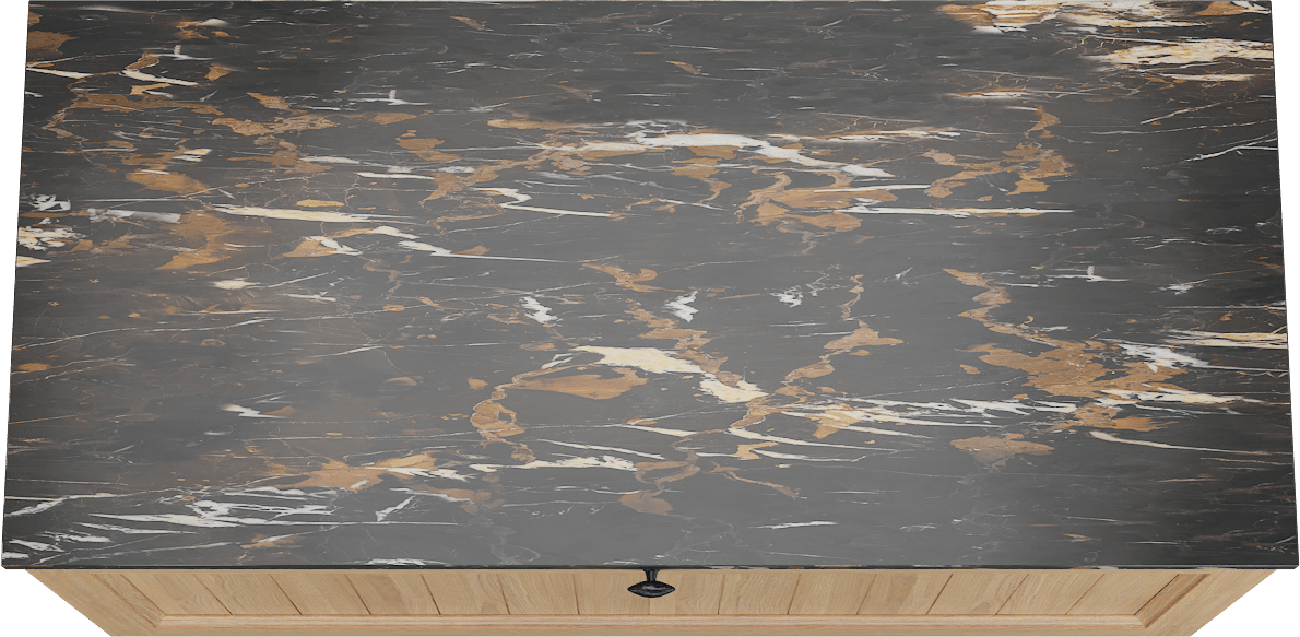 Balmani Lemon zwevend badmeubel 120 x 55 cm, fineer naturel eiken met Stretto enkel wastafelblad in portoro gold