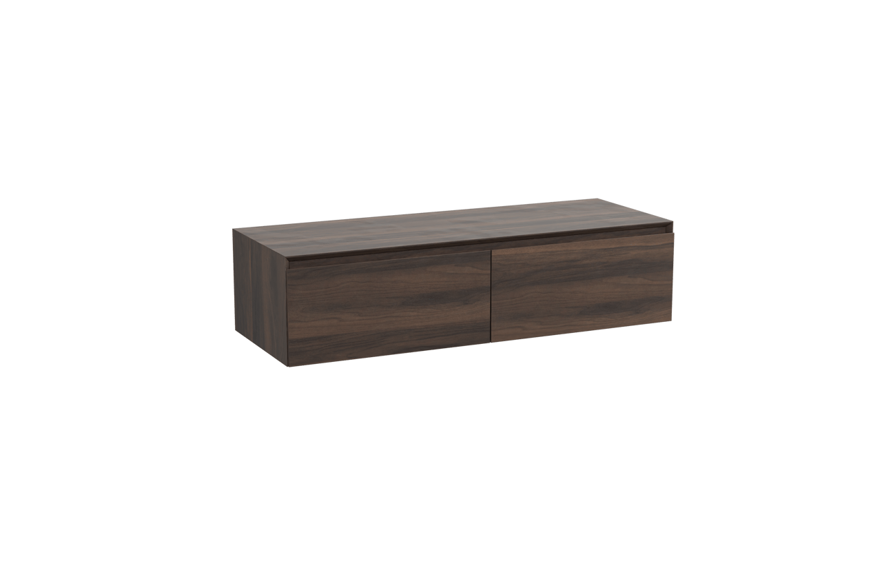 Storke Edge Modulo zwevende wastafelonderkast 130 x 48 cm notelaar 2 lades