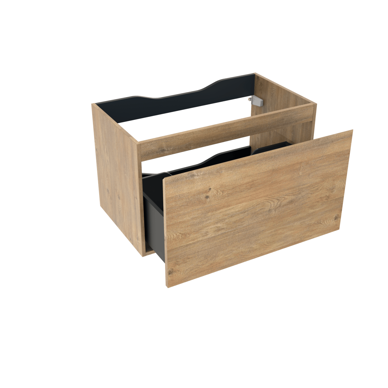 Linie Lado zwevend badkamermeubel 80 x 46 cm natuur eik met Lado enkel tablet in melamine leisteen grijs