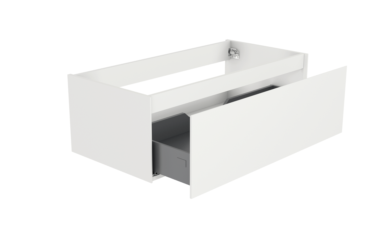 Storke Edge hängender Waschbeckenunterschrank: 105 x 52 cm, Weiß matt, 1 Schublade