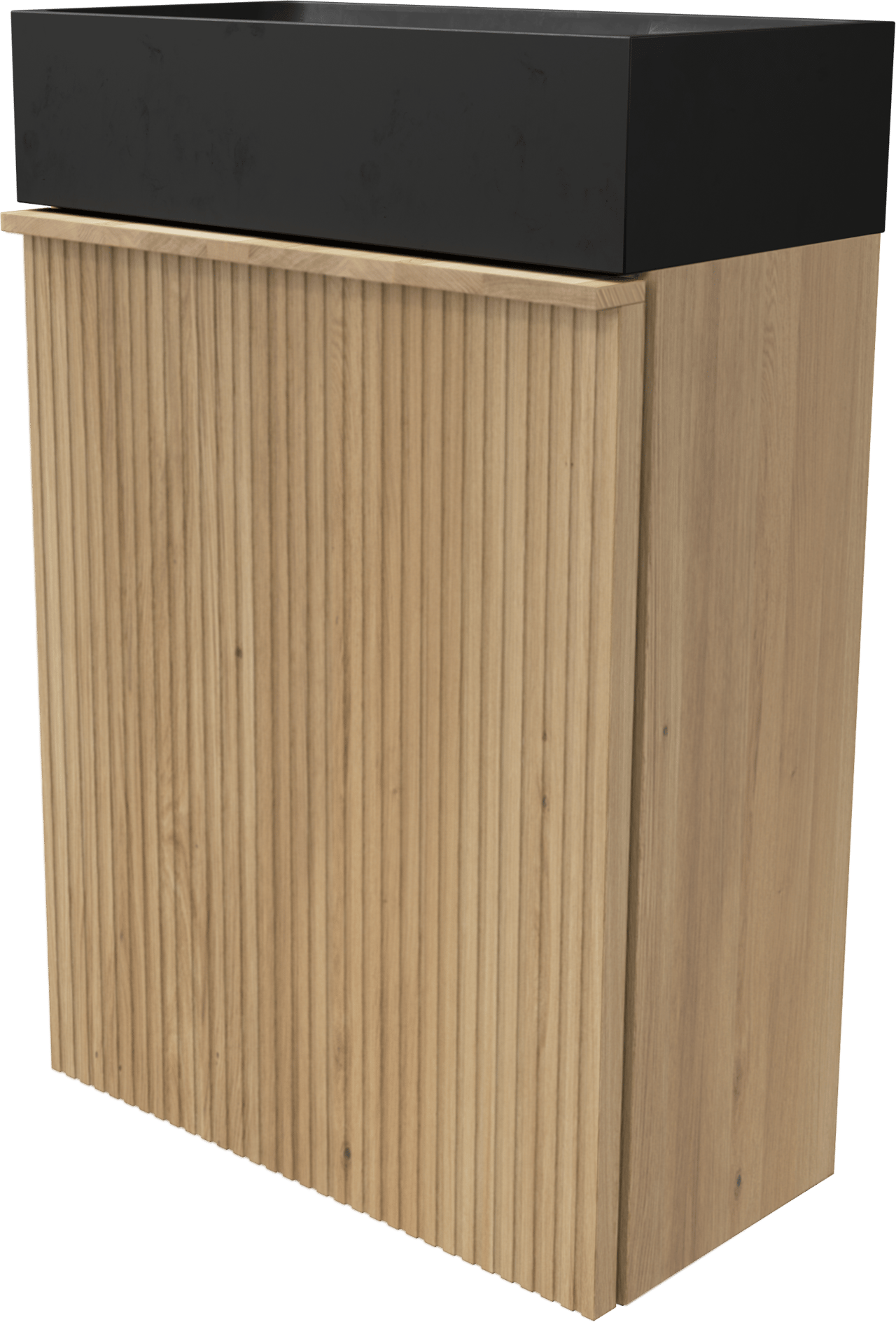 Balmani Forma meuble wc suspendu 42 x 21 cm chêne naturel avec Dama lavabo en granite aiguisé