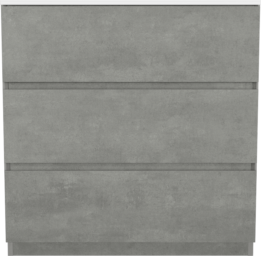 Storke Edge freistehendes Möbelstück Set: 85 x 52 cm, Beton dunkelgrau, mit Bilia Einzelwaschtisch, Marmorkomposit Weiß glänzend