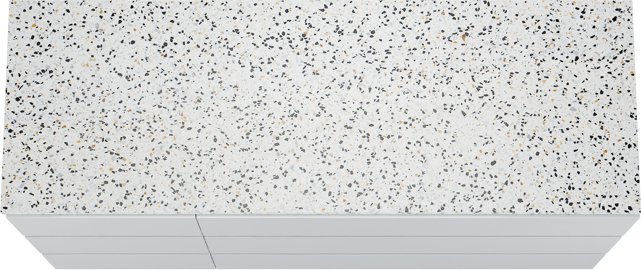 Storke Edge meuble salle de bains à poser 150 x 52 cm blanc brillant avec Tavola tablette en blanc/noir terrazzo mat