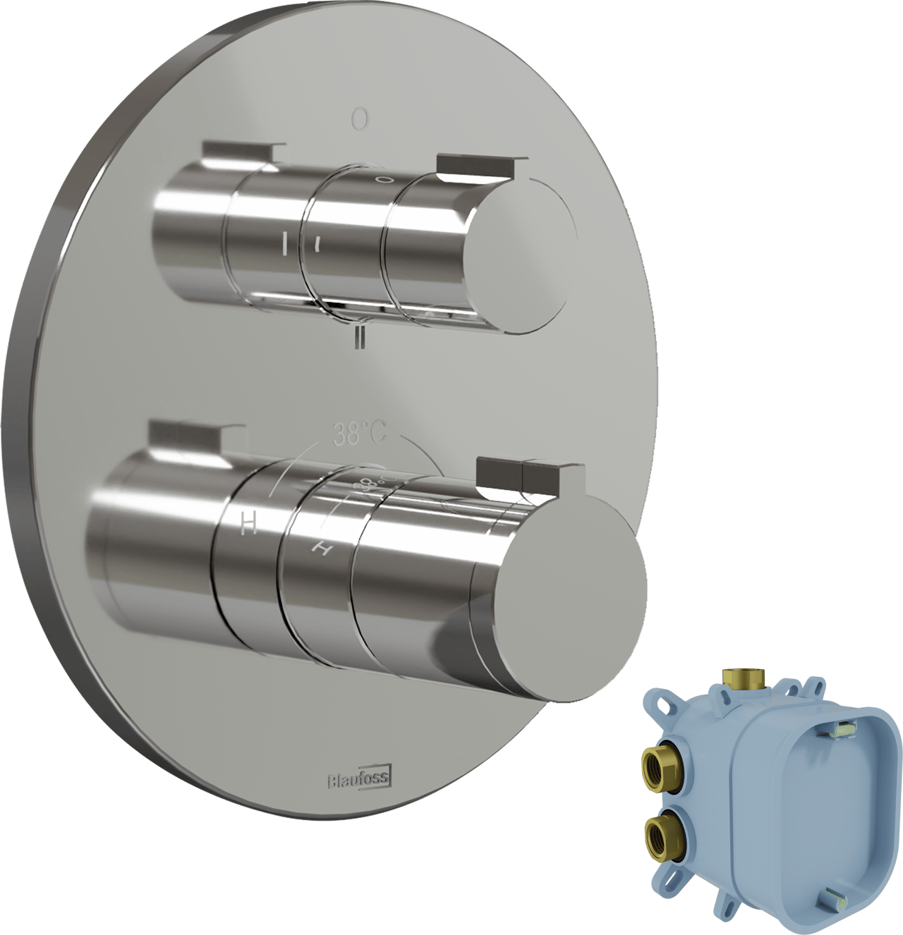 Blaufoss Smartbox Round thermostatische inbouw douchekraan 2 functies glanzend chroom