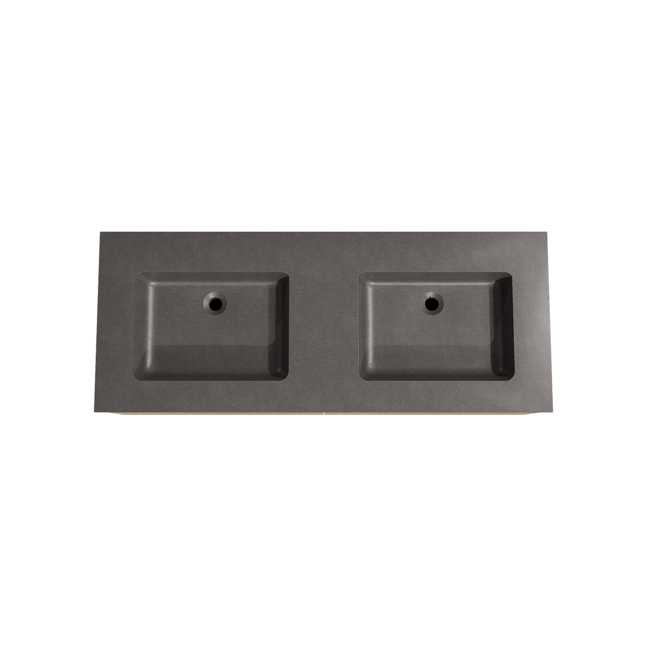 Storke Edge zwevend badmeubel 130 x 52 cm ruw eiken met Scuro dubbele wastafel in kwarts mat zwart