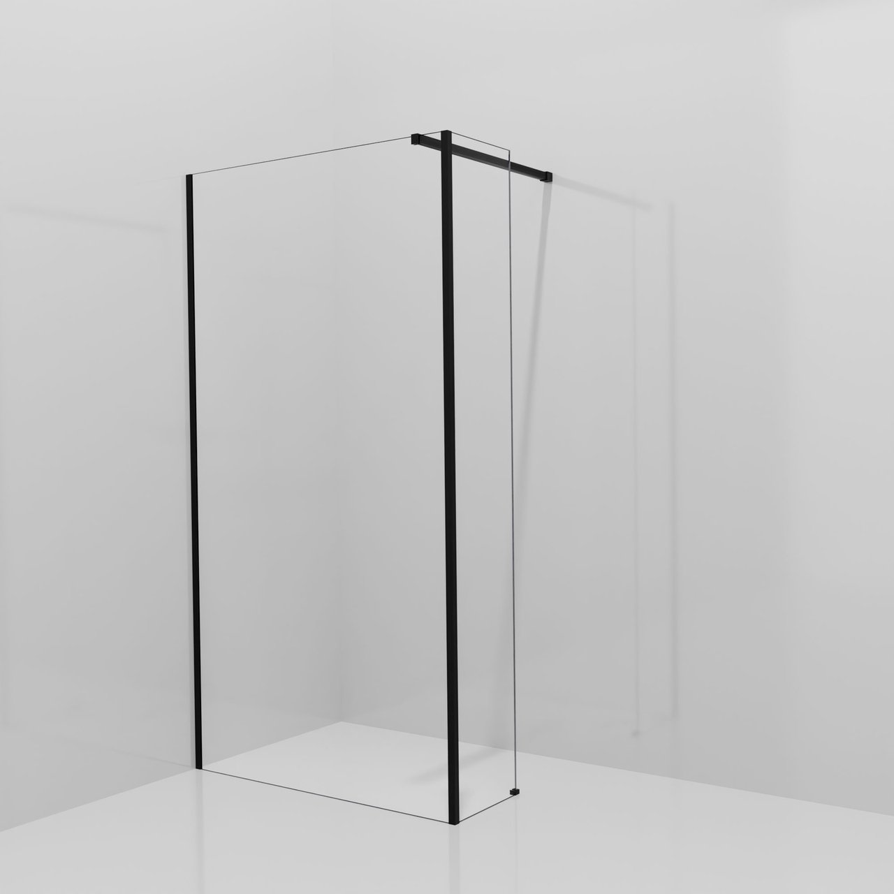 Balmani Modular Walk-In Dusche mit fester Seitenwand: 110 x 200 cm, Klarglas, Profil Schwarz matt