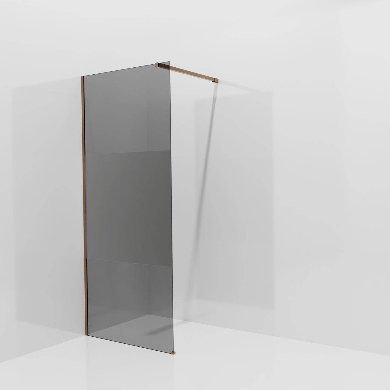 Balmani Modular inloopdouche: 90 x 200 cm, Rookglas met matte strook met coating, Brushed Rosegold profielen