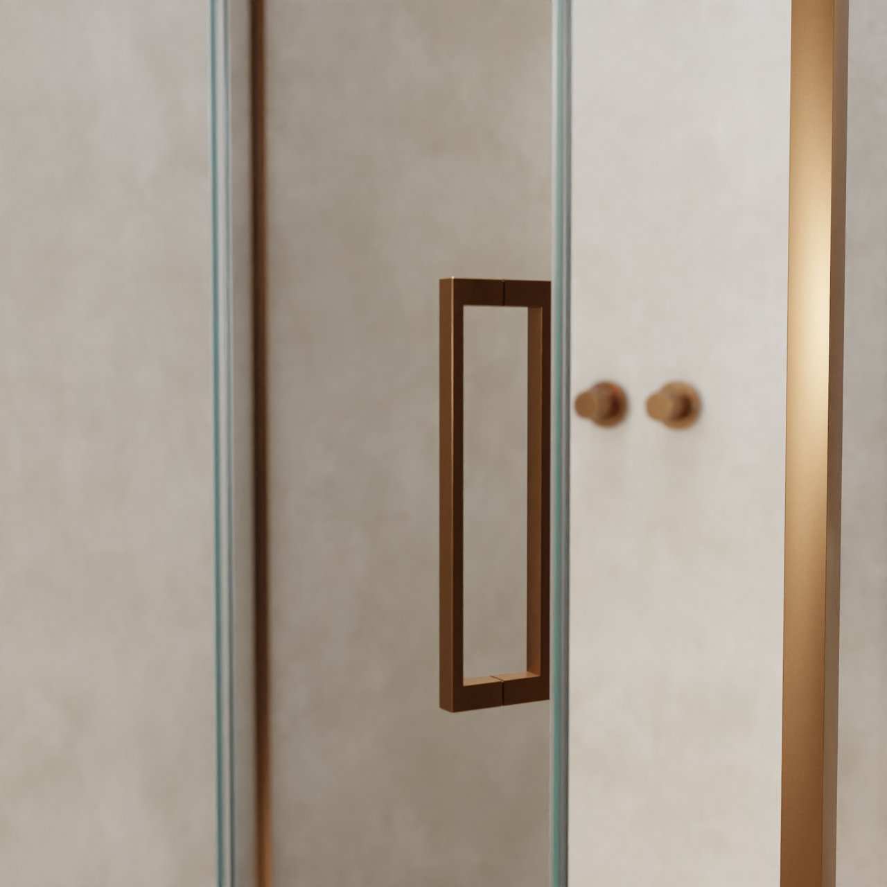 Balmani Senses Design douchehoek met linkse draaideur en vaste zijwand, 120 x 90 cm, Helder glas, Brushed Rosegold profielen