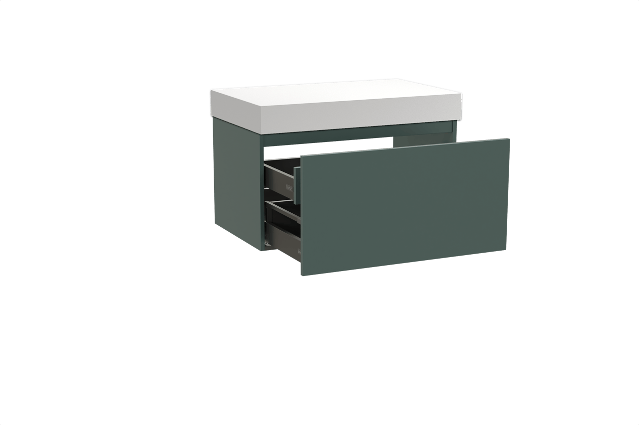 Balmani Sfera by Lucida meuble salle de bains suspendu 90 x 55 cm forest avec Dominus tablette simple en solid surface blanc mat