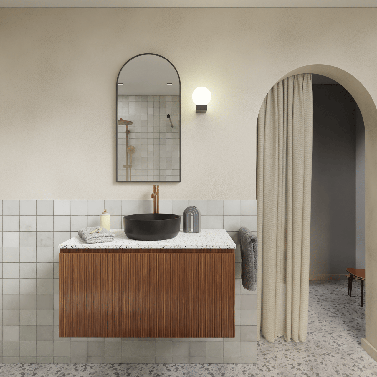 Storke Tavola tablette simple blanc/noir terrazzo mat 95 x 52 cm
