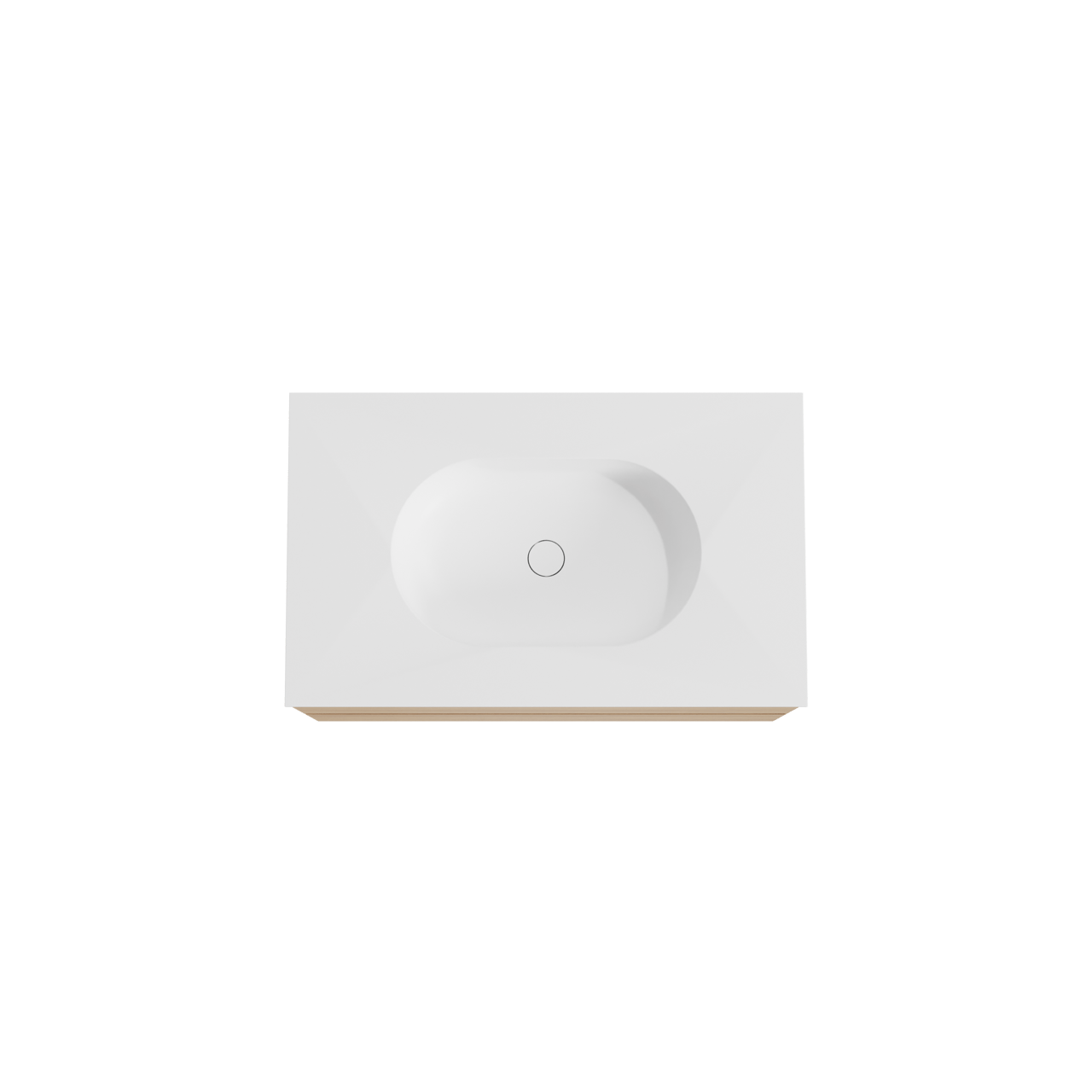 Balmani Mitra meuble salle de bains suspendu 90 x 55 cm chêne naturel avec Tablo Oval plan simple en solid surface blanc mat