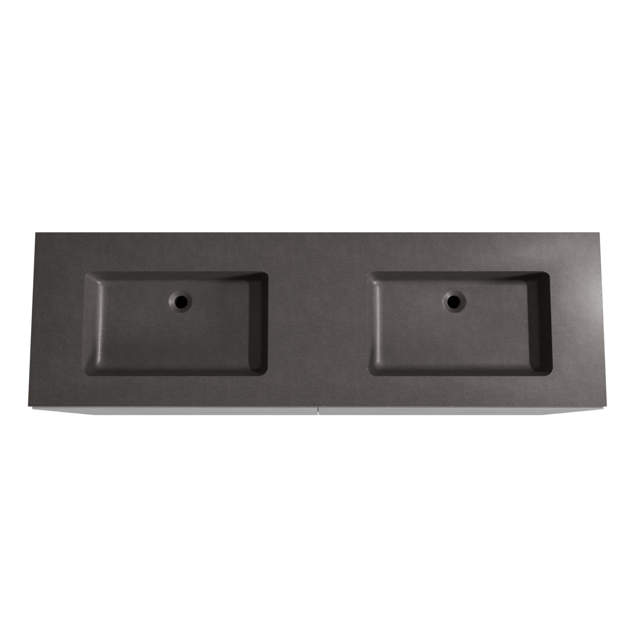 Storke Edge staand badmeubel 170 x 52 cm beton donkergrijs met Scuro dubbele wastafel in kwarts mat zwart