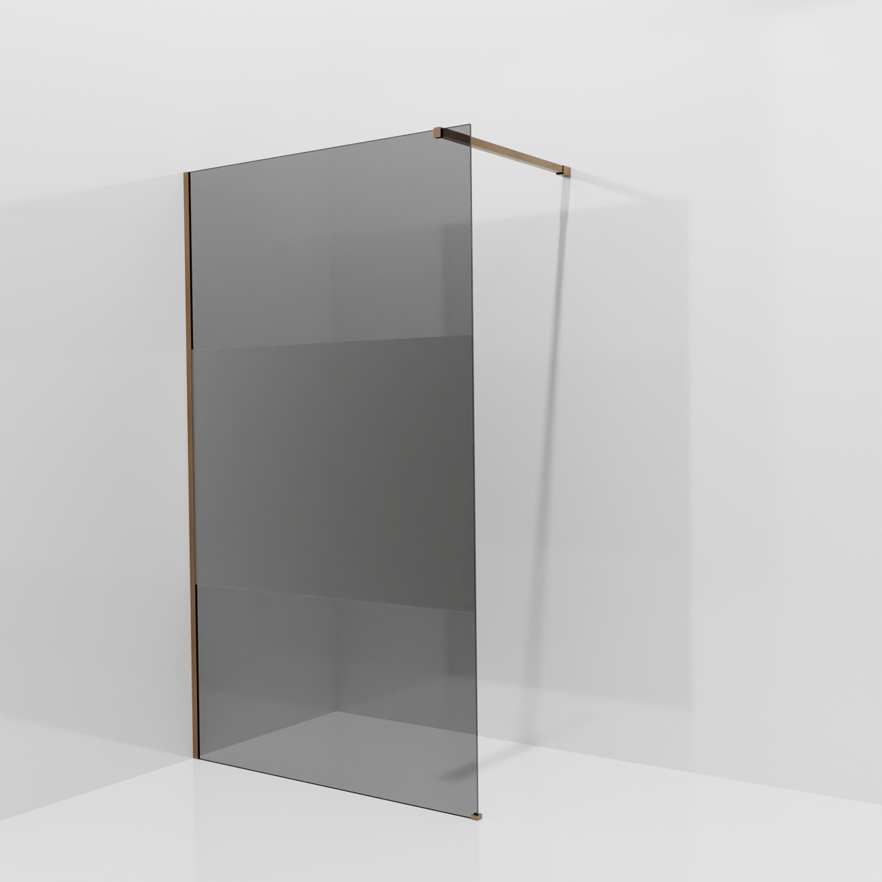 Balmani Modular inloopdouche: 120 x 200 cm, Rookglas met matte strook met coating, Brushed Rosegold profielen