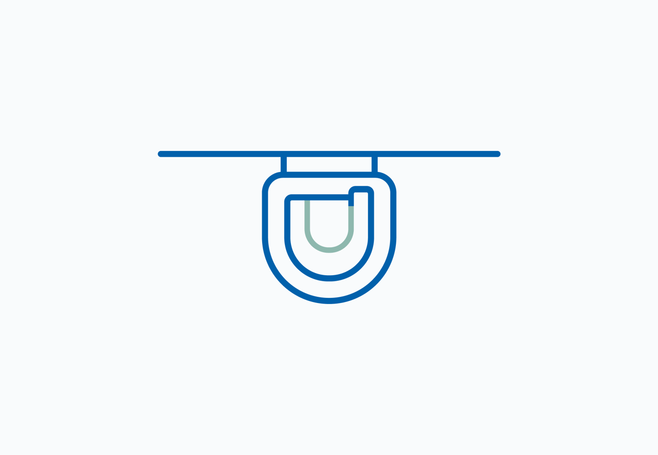 Illustration d’un WC suspendu sans rebord de rinçage, représenté par une structure ouverte à l’intérieur de la cuvette. Ce pictogram de x²o salles de bains indique une chasse sans rebord pour une hygiène maximale.