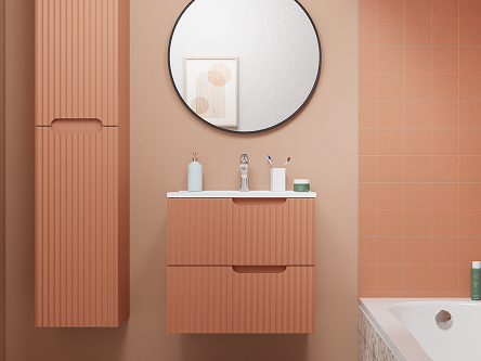 Modernes Badezimmer mit Textur in Terrakotta