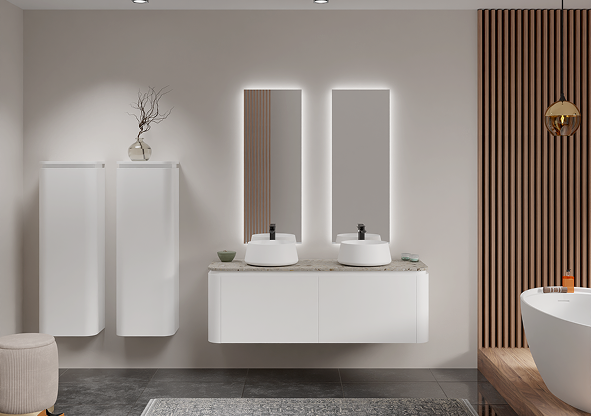 Modernes Badezimmer mit dezenten Japandi-Einflüssen