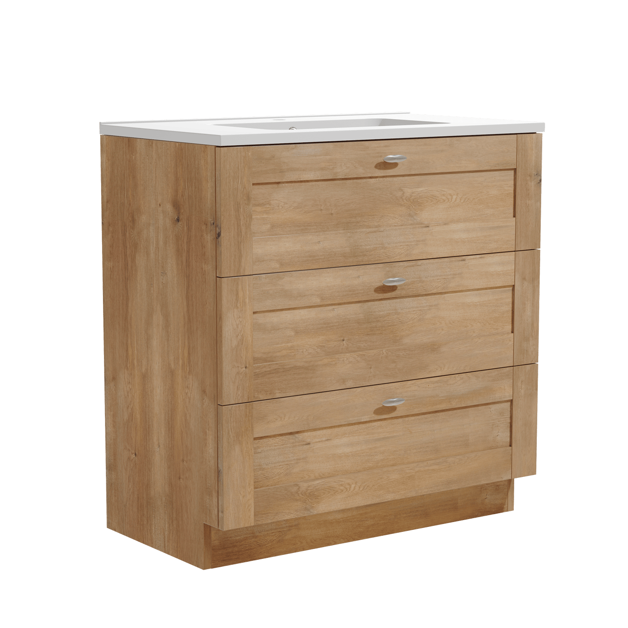 Linie Classo freistehendes Möbelstück Set: 80 x 46 cm, Naturbelassene Eiche, mit Vano Einzelwaschtisch, Marmorkomposit Weiß matt