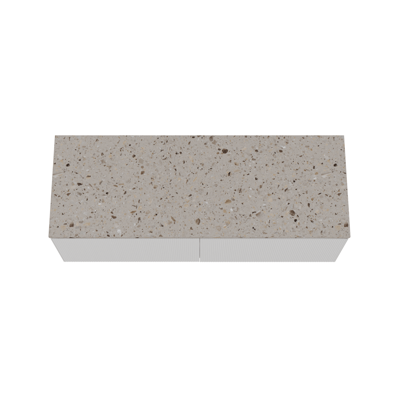 Balmani Fila zwevend badkamermeubel 150 x 55 cm mat wit met Stretto enkel of dubbel tablet in terrazzo greige terrazzo, Verticale symmetrische rechte ribbel