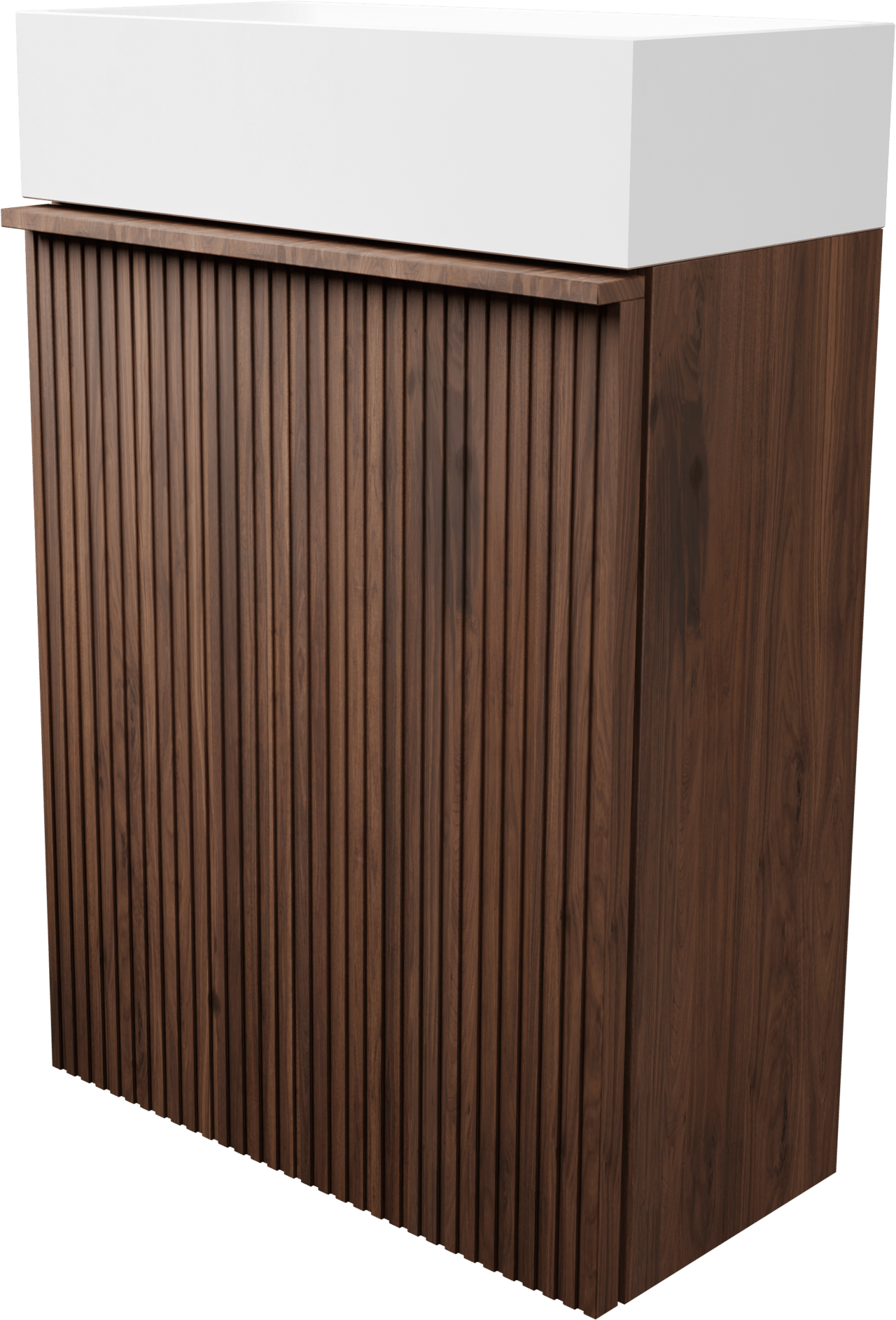 Balmani Forma meuble wc suspendu 42 x 21 cm noyer américain avec Dama lavabo en Solid Surface mat